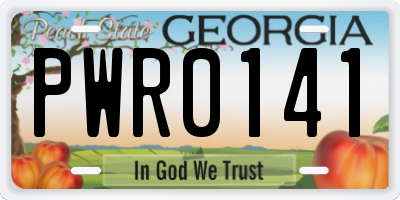 GA license plate PWR0141