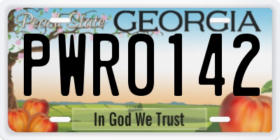GA license plate PWR0142
