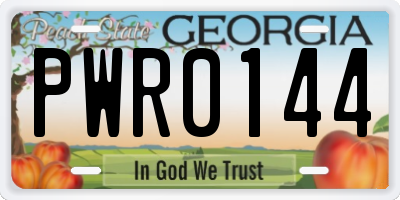 GA license plate PWR0144