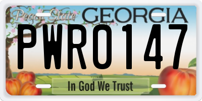 GA license plate PWR0147