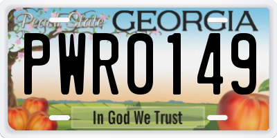 GA license plate PWR0149