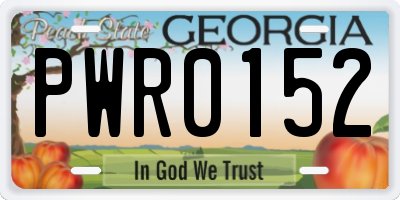 GA license plate PWR0152