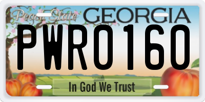 GA license plate PWR0160