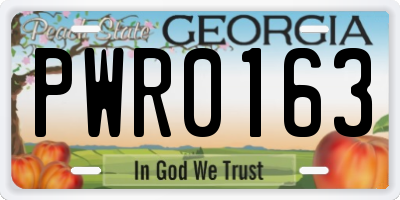 GA license plate PWR0163