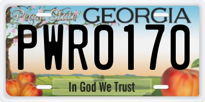 GA license plate PWR0170