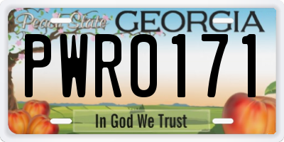 GA license plate PWR0171