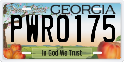 GA license plate PWR0175