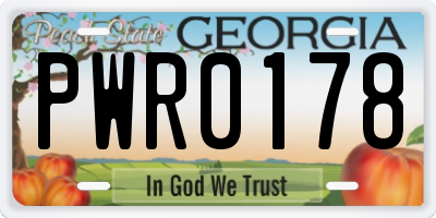 GA license plate PWR0178
