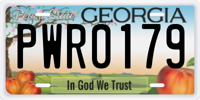 GA license plate PWR0179