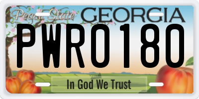 GA license plate PWR0180