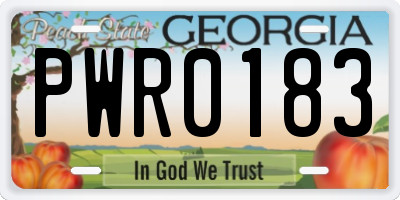 GA license plate PWR0183