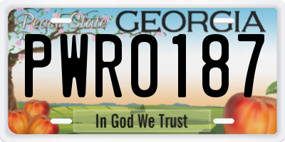 GA license plate PWR0187