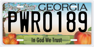 GA license plate PWR0189