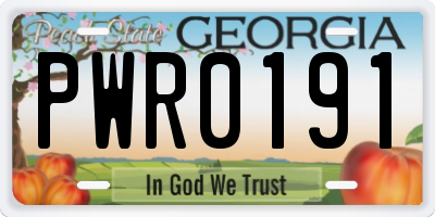 GA license plate PWR0191