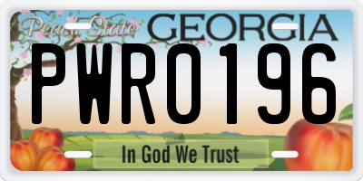 GA license plate PWR0196