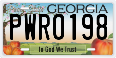 GA license plate PWR0198