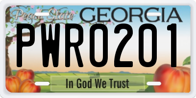 GA license plate PWR0201