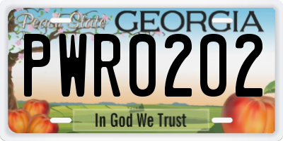 GA license plate PWR0202