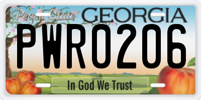 GA license plate PWR0206