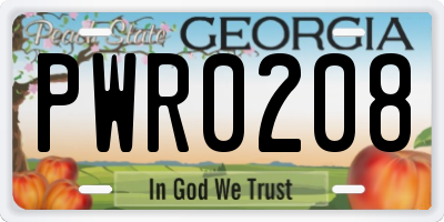 GA license plate PWR0208