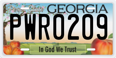 GA license plate PWR0209