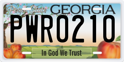 GA license plate PWR0210