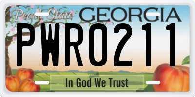 GA license plate PWR0211