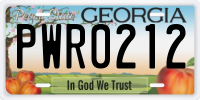 GA license plate PWR0212