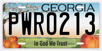 GA license plate PWR0213