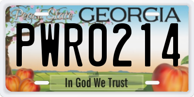 GA license plate PWR0214