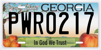 GA license plate PWR0217
