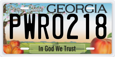 GA license plate PWR0218