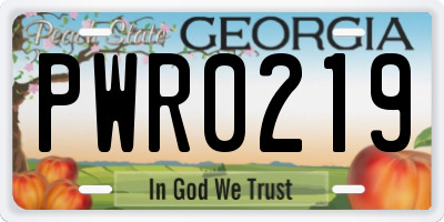 GA license plate PWR0219