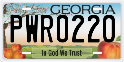 GA license plate PWR0220