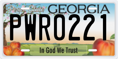 GA license plate PWR0221
