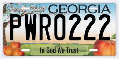 GA license plate PWR0222