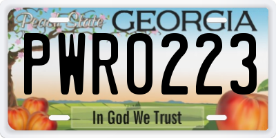 GA license plate PWR0223