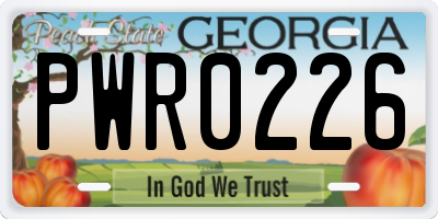 GA license plate PWR0226