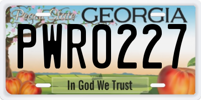 GA license plate PWR0227