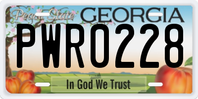 GA license plate PWR0228