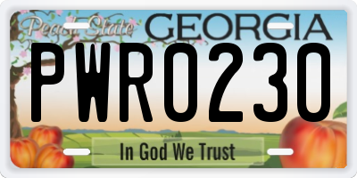 GA license plate PWR0230
