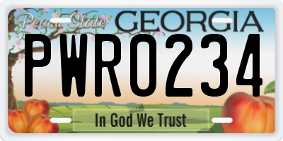 GA license plate PWR0234