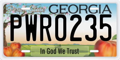 GA license plate PWR0235
