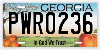 GA license plate PWR0236
