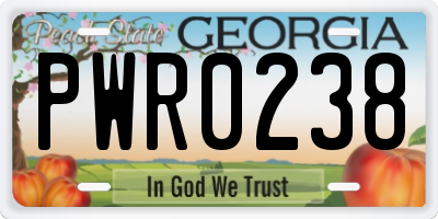 GA license plate PWR0238