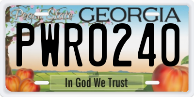GA license plate PWR0240