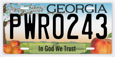 GA license plate PWR0243