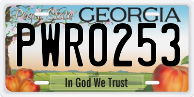 GA license plate PWR0253