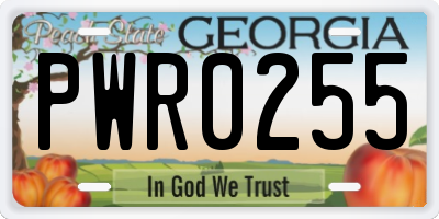 GA license plate PWR0255