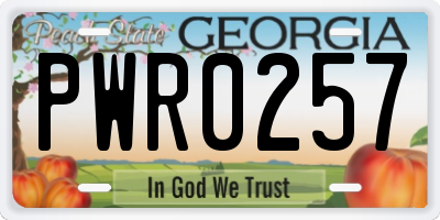 GA license plate PWR0257